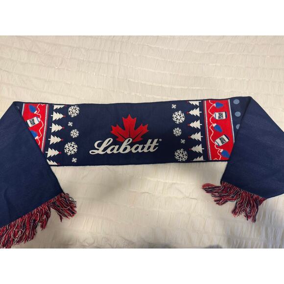 Labatt Blue Winter Snowflake Fair Isle Beer Scarf - Picture 1 of 3